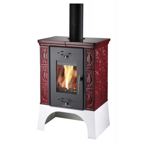 HAAS+SOHN Kachlová kamna Empoli černá, bordeaux kachle 0332215220000