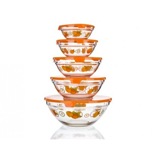 BANQUET 5ti dílná sada misek s plastovými víčky Naranjas 04BTP25D5 BANQUET 5ti dílná sada misek s plastovými víčky Naranjas 04BTP25D5