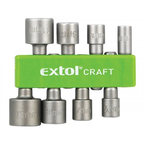 EXTOL CRAFT klíče nástrčné do vrtačky 1/4", sada 8ks (10213)