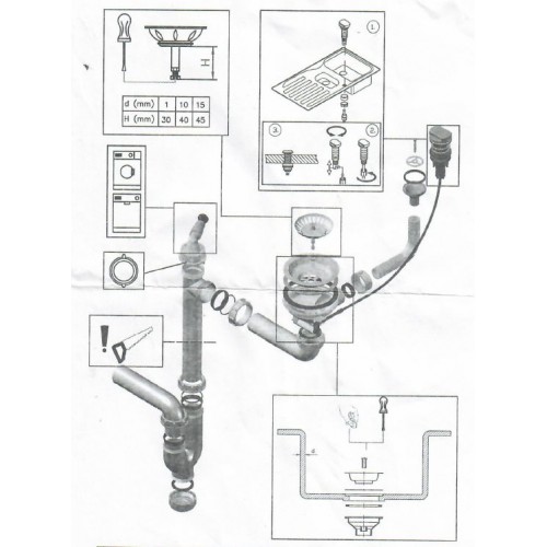 Alveus SP dřezový sifon jednoduchý, POP-UP ovládání 1113101