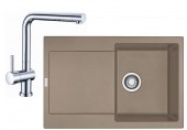 Franke SET G40 Granitový dřez MRG 611 Kašmír + Baterie FN 0147 chrom, 114.0510.270