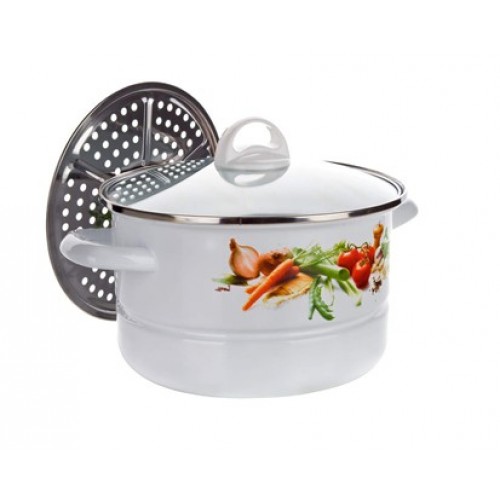 BANQUET hrnec smaltovaný 24cm s nerezovým napařovákem, Zelenina 13SM1CLL24