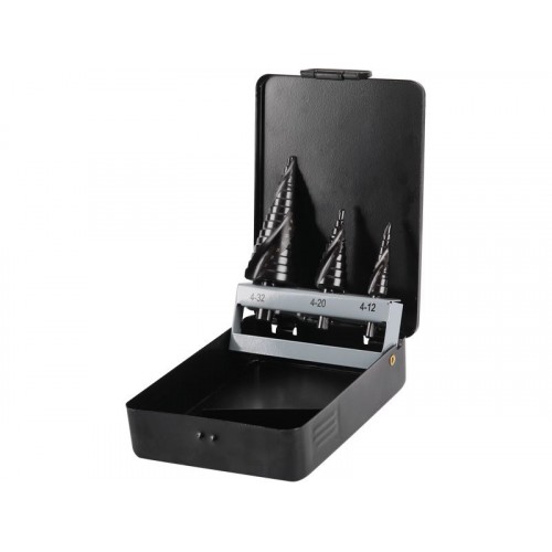 EXTOL CRAFT vrtáky stupňovité, sada 3ks, s lamačem třísek a spirálovou drážkou 20092