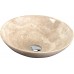 SAPHO BLOK 2401-01 kamenné umyvadlo průměr 40cm, leštěný béžový travertin