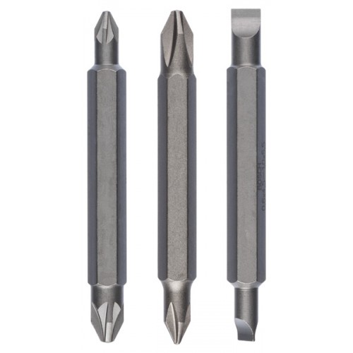 BOSCH 3dílná sada oboustranných čepelí PH1, PZ1, S 0,6x4,5; PH2, PZ2, S 1,0x5,5; 60 mm 2607001745