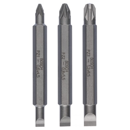 BOSCH 3dílná sada oboustranných čepelí S 1,2x6,5, S 0,6x4,5, S 0,8x5,5; PZ1, PZ2, PZ3; 60 mm 2607001747
