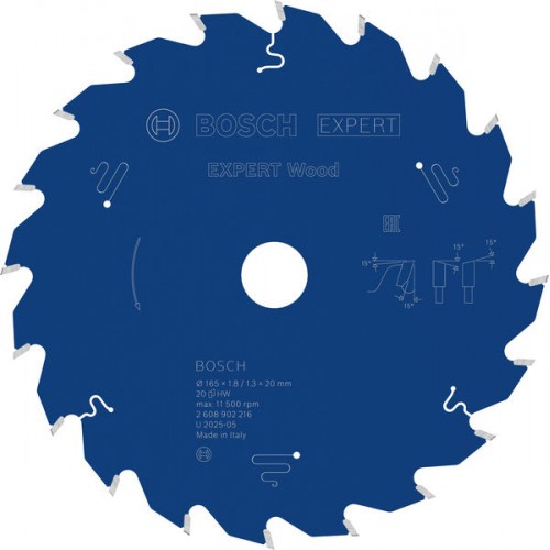 BOSCH Pilový kotouč EXPERT Wood, 165 × 1,8/1,3 × 20 mm, T20 2608902216
