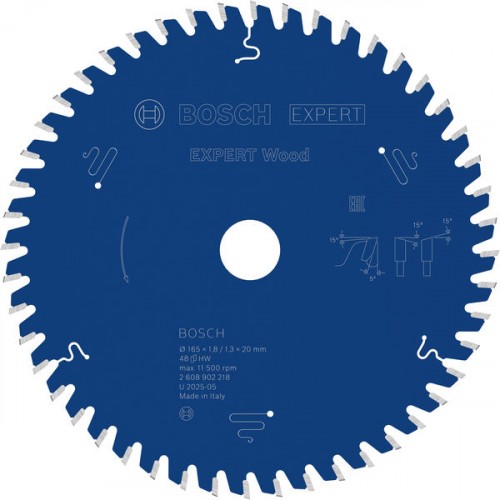 BOSCH Pilový kotouč EXPERT Wood, 165 × 1,8/1,3 × 20 mm, T48 2608902218