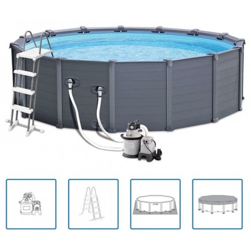 INTEX Graphite Panel Pool Set Bazén 478 x 124 cm, 28382GN