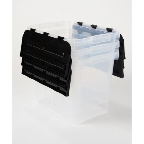 HEIDRUN úložné boxy s integrovaným víkem, set 3ks, transparentní/černá 31643 HEIDRUN úložné boxy s integrovaným víkem, set 3ks, transparentní/černá 31643