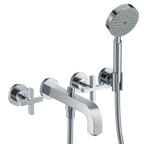 Hansgrohe AXOR CITTERIO Tříotv. vanová arm. s kříž. kohouty a rozetami, chrom 39447000
