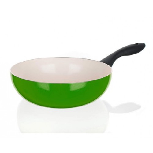 BANQUET Pánev WOK 24 cm zelená Natura Ceramia Verde 40JC24WCCGR