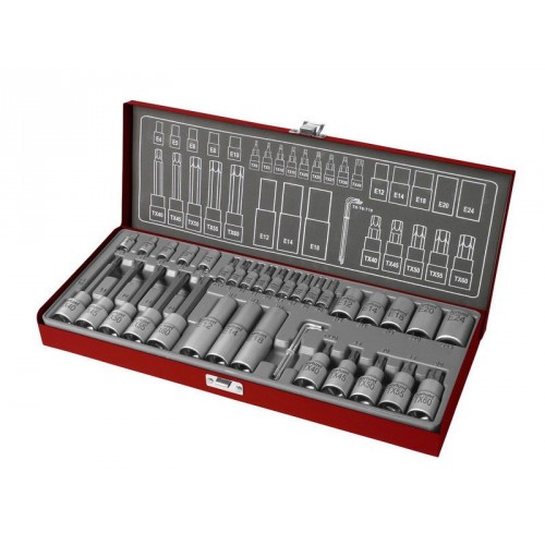 FORTUM klíče nástrčné a zástrčné TORX, sada 35ks 1/4", 1/2" 4700009