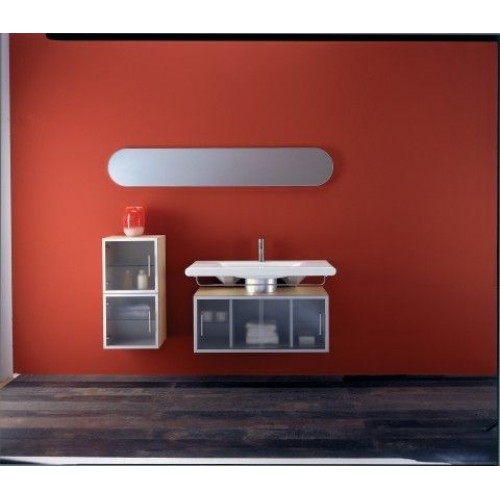 LAUFEN LIVING STYLE Skříňka střední, 380 x 760 mm, dubová dýha, dvířka sklo, Levá