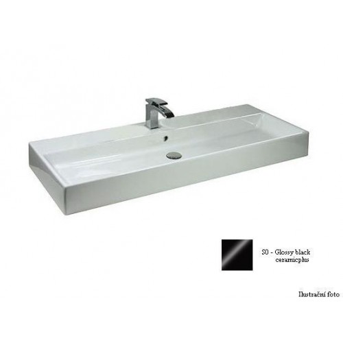 Villeroy & Boch Memento Umyvadlo k montáži s nábytkem 1000x470 mm, pro 3otvorovou armaturu, bez přepadu, glossy black ceramicplus