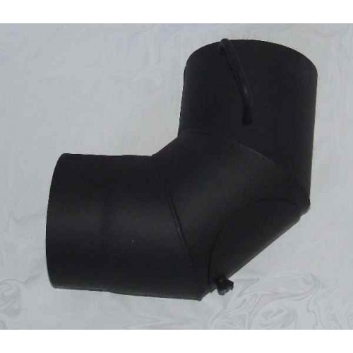 Koleno kouřovodu s čistícím otvorem a klapkou 150mm 90° (1,5) černá