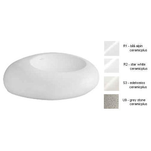 Villeroy & Boch Pure Stone Umyvadlo k postavení na desku 600x625 mm, bez otvoru pro armaturu, grey stone ceramicplus