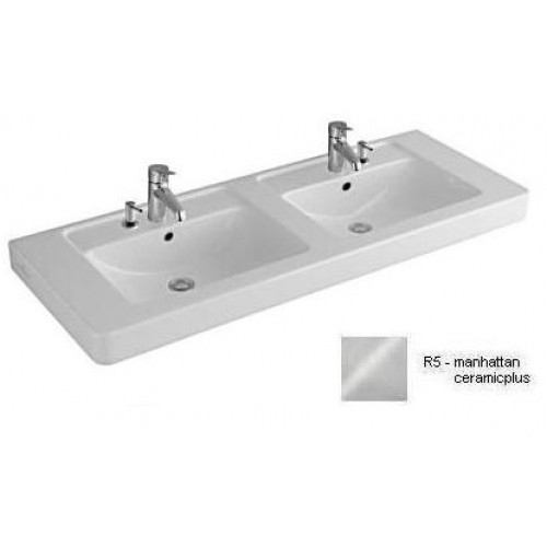 Villeroy & Boch Subway Dvojumyvadlo na skříňku 1300x485 mm, pro dvě 1otvorové armatury, manhattan ceramicplus Villeroy & Boch Subway Dvojumyvadlo na skříňku 1300x485 mm, pro dvě 1otvorové armatury, manhattan ceramicplus