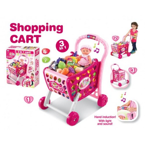 G21 Nákupní košík s melodií s příslušenstvím růžový 690844