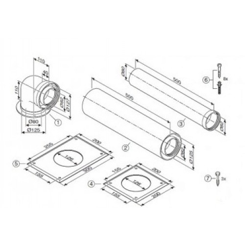 Junkers AZB 927 - Souprava vedení odtahu ke kom. šachtě, bez reviz. otvoru 7719002860