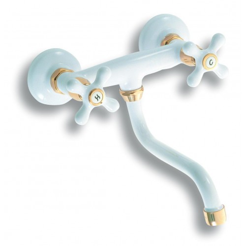 NOVASERVIS LA TORRE CLASSIC dřezová nebo umyvadlová nástěnná baterie 150 mm, bílá - zlato 8070,3