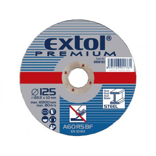 EXTOL PREMIUM kotouč řezný a brusný, řezný na ocel 115x1,6x22,2mm 8808110