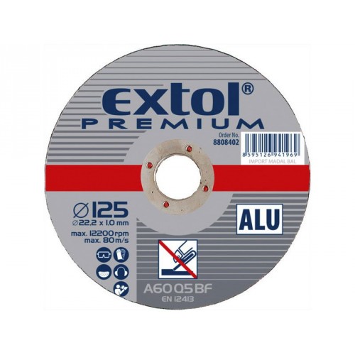 EXTOL PREMIUM kotouč řezný a brusný, řezný na hliník 115x1,0x22,2mm 8808400