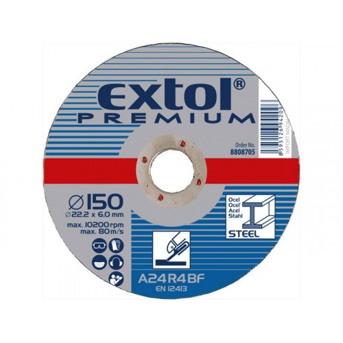 EXTOL PREMIUM kotouč řezný a brusný, brusný na ocel 230x6,0x22,2mm 8808709