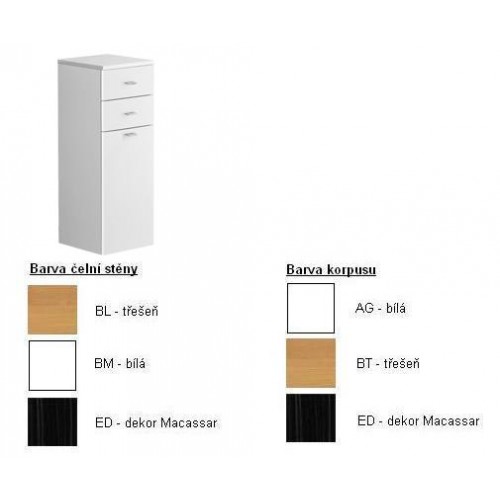 Villeroy & Boch Central Line Polovysoká skříňka 350x960x370 mm korpus Macassar,čelní stěna třešeň