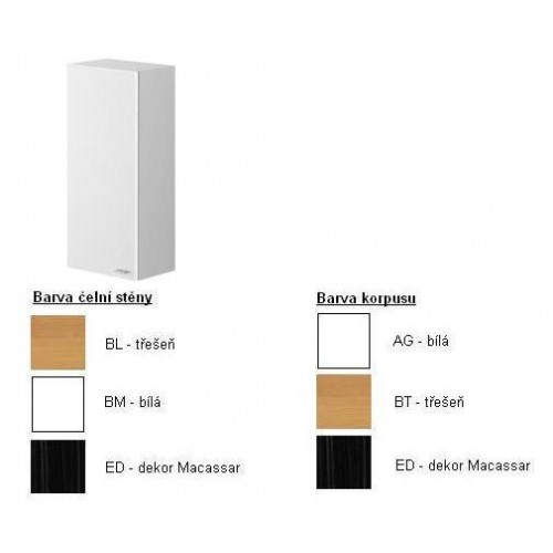 Villeroy & Boch Central Line Nástěnná skříňka 350x800x220 mm, panty vlevo, korpus třešeň,čelní stěna třešeň