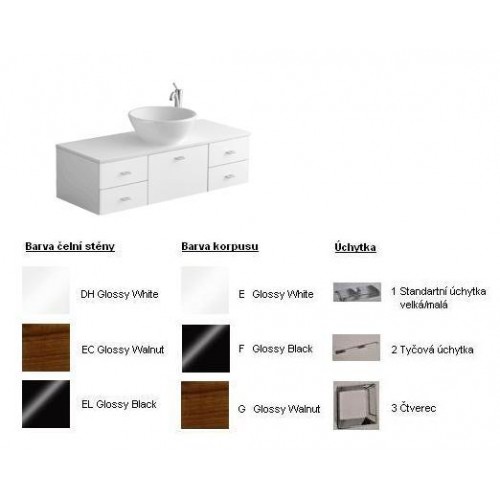 Villeroy & Boch Central Line Fashion Spodní skříňka 1190x340x470 mm Black, úchytka tyčová, čelní stěna White