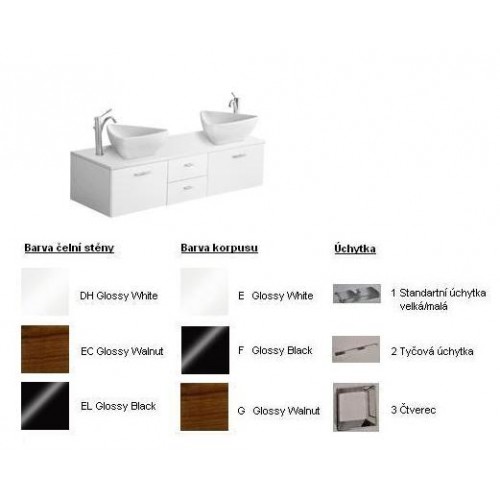 Villeroy & Boch Central Line Fashion Spodní skříňka 1320x340x470 mm, 2 výsuvné díly, White, úchytka čtverec, čelní stěna White