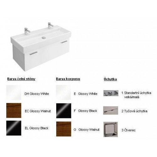 Villeroy & Boch Central Line Fashion Spodní skříňka 1120x381x435 mm White,úchytka čtverec, čelní stěna Walnut