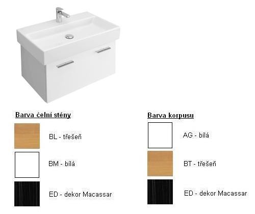 Villeroy & Boch Central Line Spodní skříňka 730x381x440 mm korpus bílý,čelní stěna třešeň