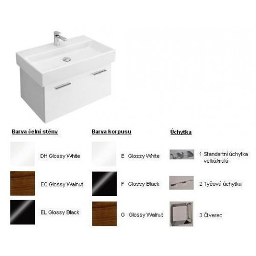 Villeroy & Boch Central Line Fashion Spodní skříňka 730x381x440 mm White,úchytka standardní, čelní stěna Black