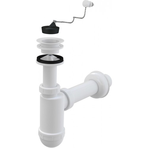 ALCAPLAST Sifon umyvadlový průměr 40mm s plastovou mřížkou průměr 63mm, řetízek A42R