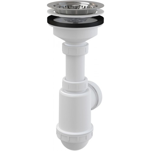 ALCAPLAST Sifon dřezový s nerezovou mřížkou průměr 115mm A446