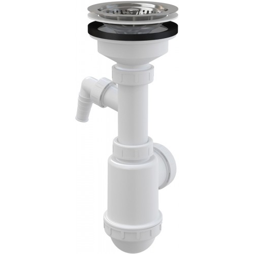 ALCAPLAST Sifon dřezový s nerezovou mřížkou průměr 115mm a přípojkou A446P