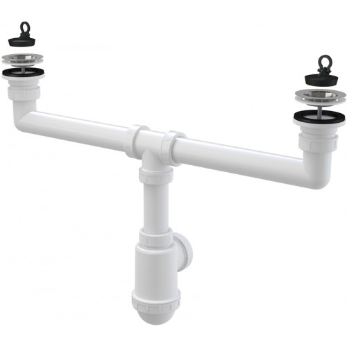 ALCAPLAST Sifon pro dvoudřez s nerezovými mřížkami průměr 70mm A449