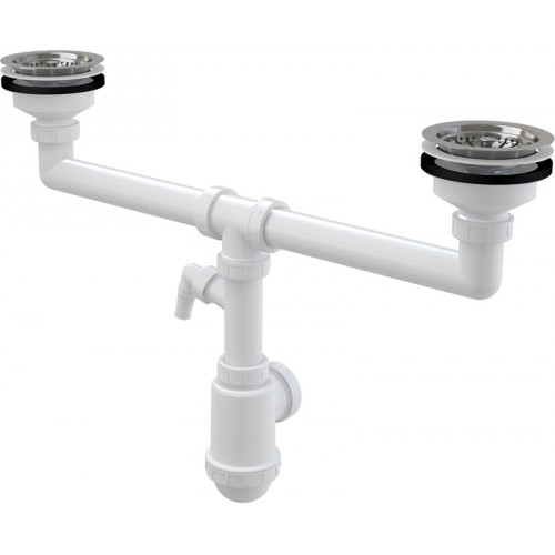ALCAPLAST Sifon pro dvoudřez s nerezovými mřížkami průměr 115mm a přípojkou A453P