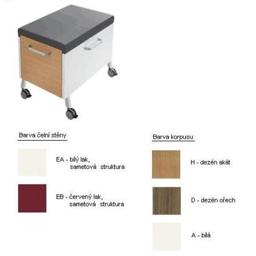Villeroy & Boch Lifetime Pojízdný kontejner 596x520x390 mm, s hmat, červený lak, dezén ořech