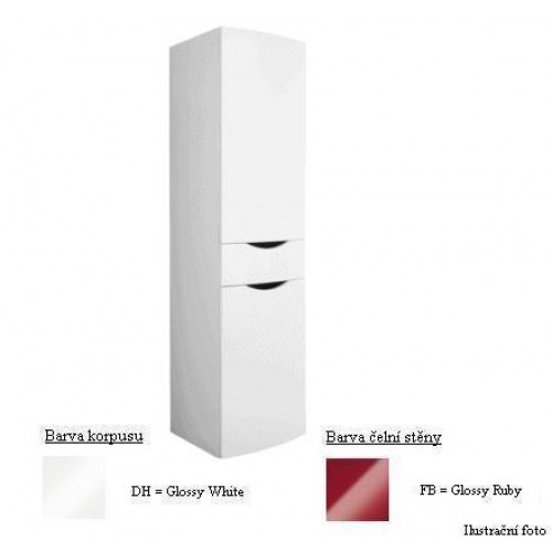 Villeroy & Boch Next2U Vysoká skříňka 400x1600x390 mm, korpus Glossy White, čelní stěna Glossy Ruby, panty vlevo Villeroy & Boch Next2U Vysoká skříňka 400x1600x390 mm, korpus Glossy White, čelní stěna Glossy Ruby, panty vlevo