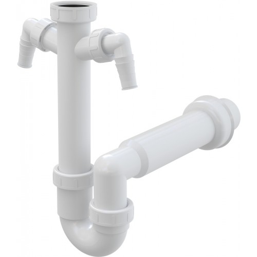 ALCAPLAST Sifon trubkový s převlečnou maticí 6/4" a dvěma přípojkami A82 O50