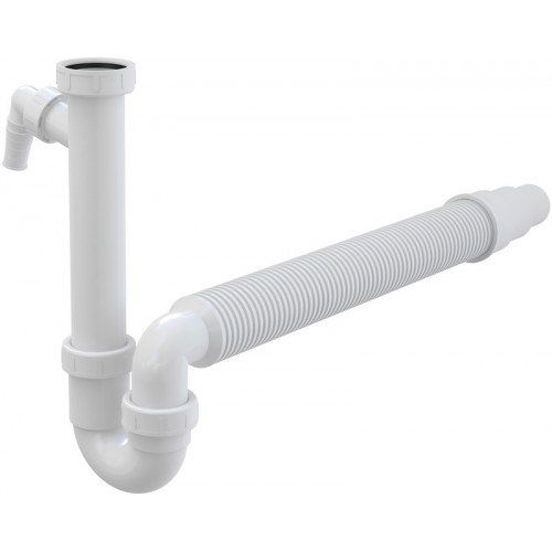 ALCAPLAST Sifon trubkový s převlečnou maticí 6/4", přípojkou a flexi hadicí A83 O50/40