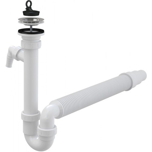 ALCAPLAST Sifon trubkový s nerezovou mřížkou průměr 70mm, přípojkou a flexi hadicí A830 O50/40
