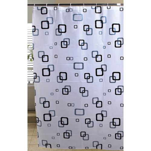AQUALINE Sprchový závěs 180x180cm, bílá/modrá/černá ZV010 AQUALINE Sprchový závěs 180x180cm, bílá/modrá/černá ZV010