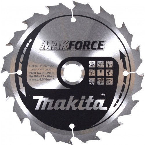 MAKITA B-32091 kotouč pilový dřevo MAKFORCE 160x2.4x20mm 16Z = old B-08143
