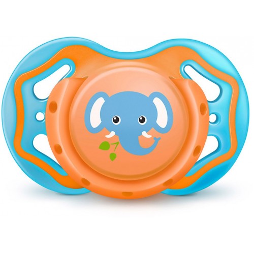 BAYBY BPC 6315 Dudlík ortodontický s krytem 6m+, oranžovomodrý 42002167