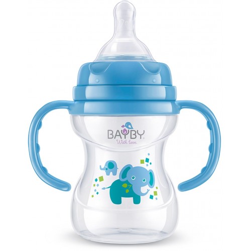 BAYBY BFB 6104 Kojenecká láhev s úchyty 150ml modrá 6m+ 42002144