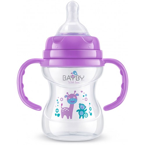 BAYBY BFB 6105 Kojenecká láhev s úchyty 150ml fialová 6m+ 42002145